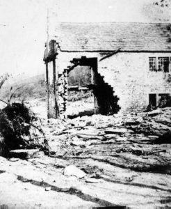 the remains of the Chapman house where several people lost their lives as the flood crashed straight through