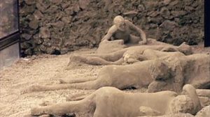 Plaster casts of the people who died in Pompeii
