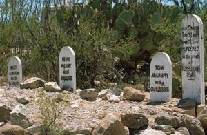 Graves of Tom McLaury, Frank McLaury and Billy Clanton at Boot Hill (Google images )