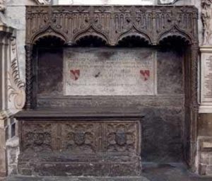Grave of Geoffrey Chaucer, Poets Corner, Westminster Abbey.