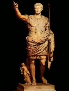 Statue known as Augustus of Primaporta located in the Braccio Nuovo of the Vatican Museums
