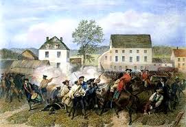 An artistic representation of the Battle of Lexington in April 1775