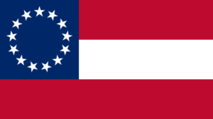 The second version of the Stars and Bars showing the updated 13 stars representing the secession states of the Confederacy.The original had seven stars.