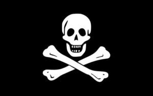 The traditional "Jolly Roger" of piracy. ( Google images )
