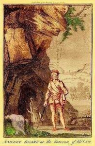 Sawney Bean at the Entrance of His Cave. (Google images)