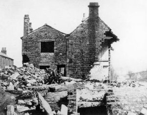 the end cottage which was completely swept away along with the occupants, leaving only the cellar room where others perished completely submerged.