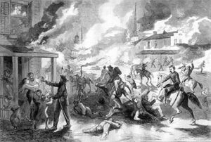 "The Destruction of Lawrence, Kansas," from Harper's Weekly, September 5, 1863 Photo Credit- www.watkinsmuseum.org
