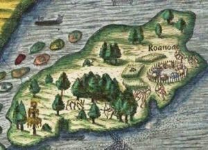 This illustration is a detail from a map in the 1590 edition of Thomas Hariot's Briefe and True Account of the New Found Land of Virginia. Photo Credit- nps.gov