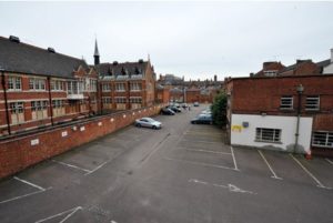 The carpark, school to the left.