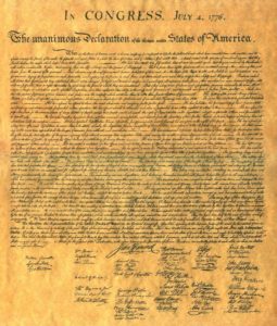 Declaration of Independence with signatories