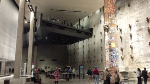 Inside the 911 National Memorial Museum with the last standing column of the twin towers