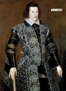 Essex in "sable sad" armour, probably for the Tilt of 1590