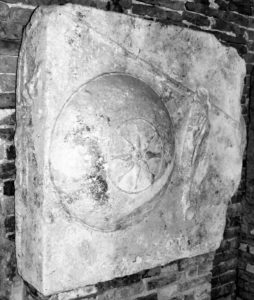 Hellenistic funerary sculpture of a shield with a starburst motif discovered in the foundations of St Marks in Venice. Photo Credit- www.alexanderstomb.com
