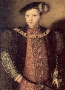 Portrait of Edward VI in 1547, in a pose reminiscent of his father