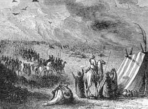 19th century engraving of The Lost Army of Cambyses. Public domain.