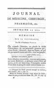 Baron Percy's original paper on Tarrare's medical history, Mémoire sur la polyphagie (1805) (google images)